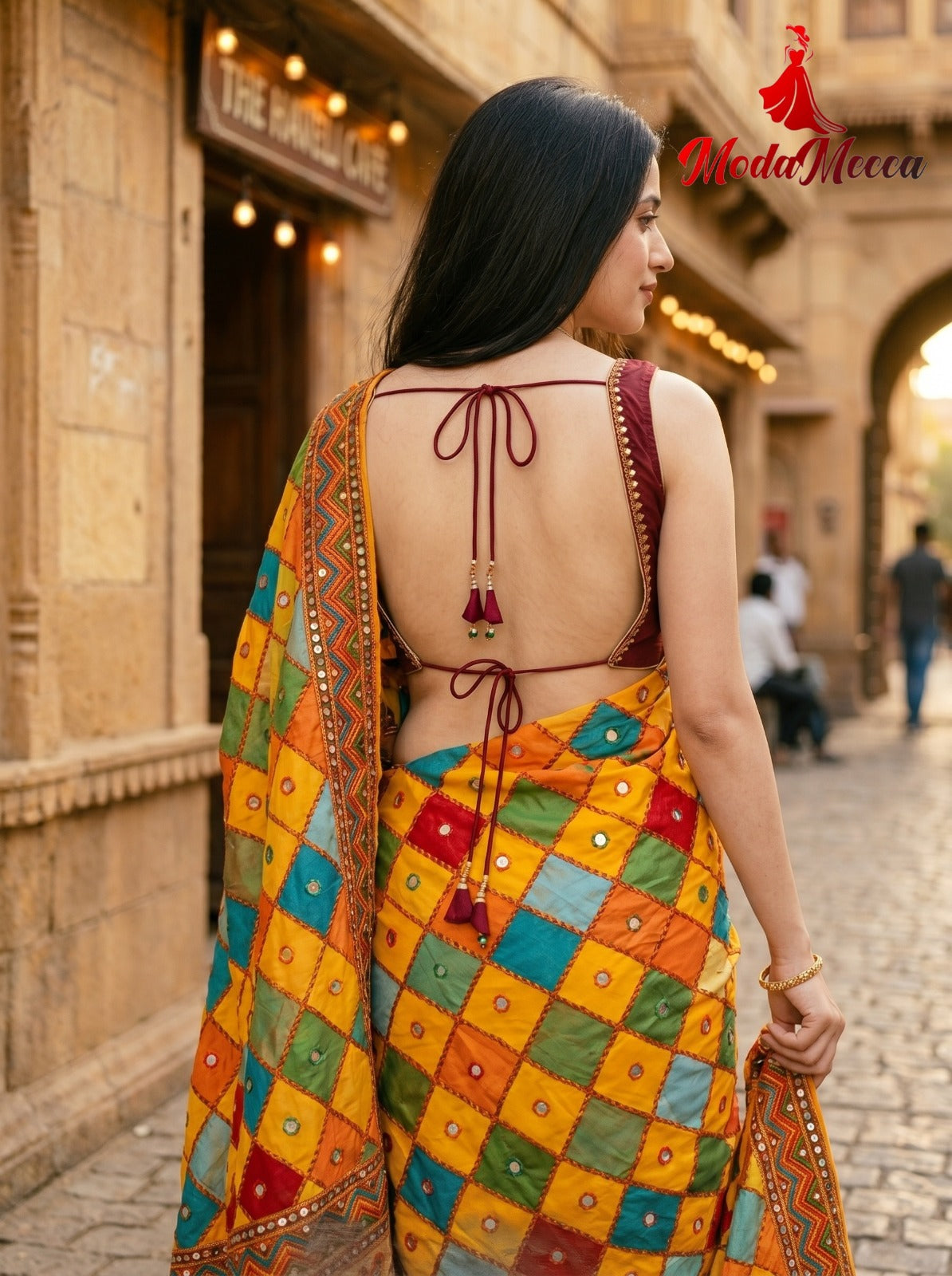 Women's Chamkila Crepe Silk Saree with Rajgharana Digital Print & Mirror Work | Festive Party Wear Saree