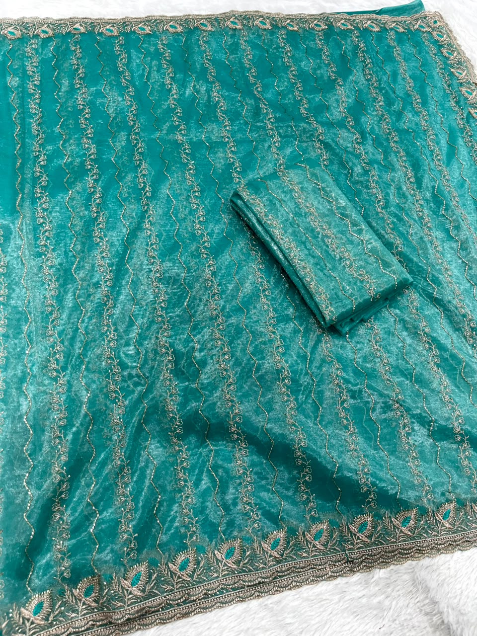 Women's Premium Twill Net Embroidered Saree with Designer Blouse