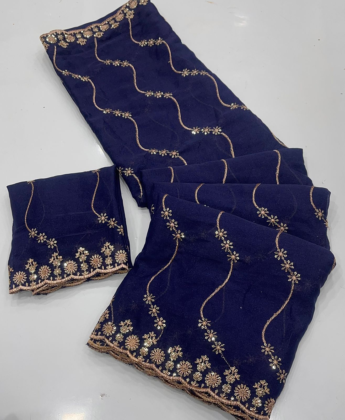 Royal Noor Star Georgette Saree with Multi Embroidered Sequins Work | Designer Party Wear Saree