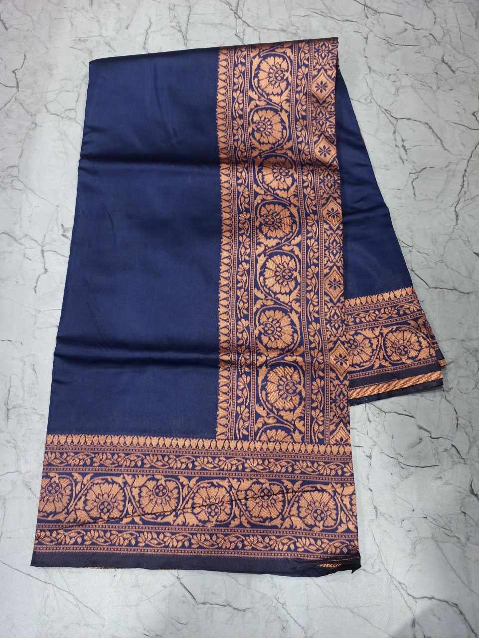 Women's Banarasi Soft Litchi Silk Saree with Rich Jacquard Border & Designer Pallu – Navy Blue