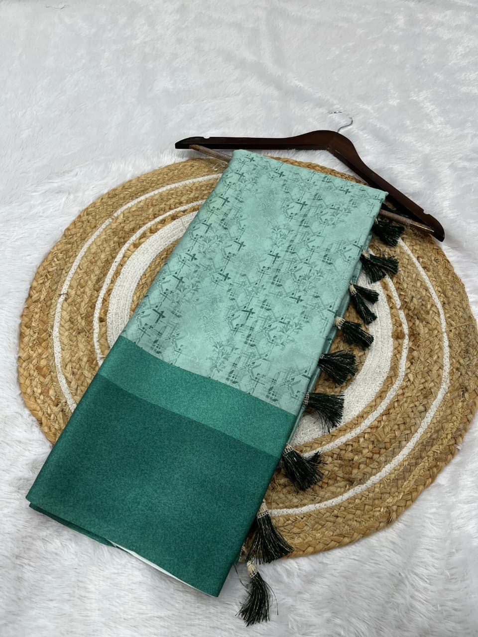 Women's Premium Georgette Silky Saree with Designer Tassels