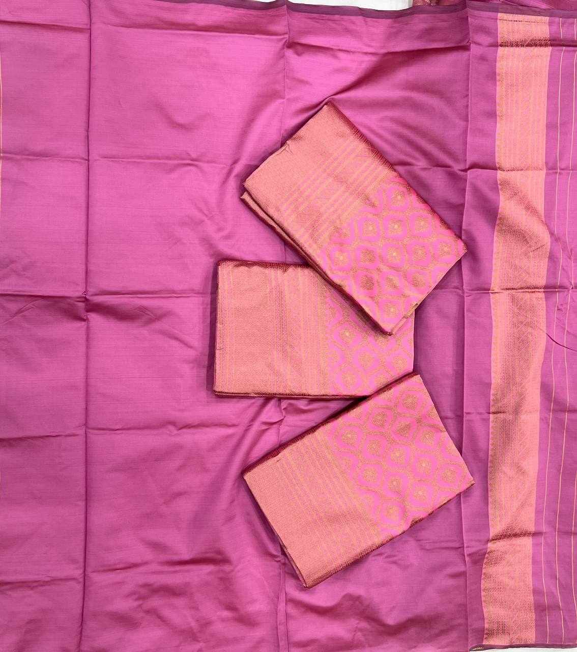 Women's Soft Litchi Silk Jacquard Saree with Rich Pallu & Running Blouse – Pink