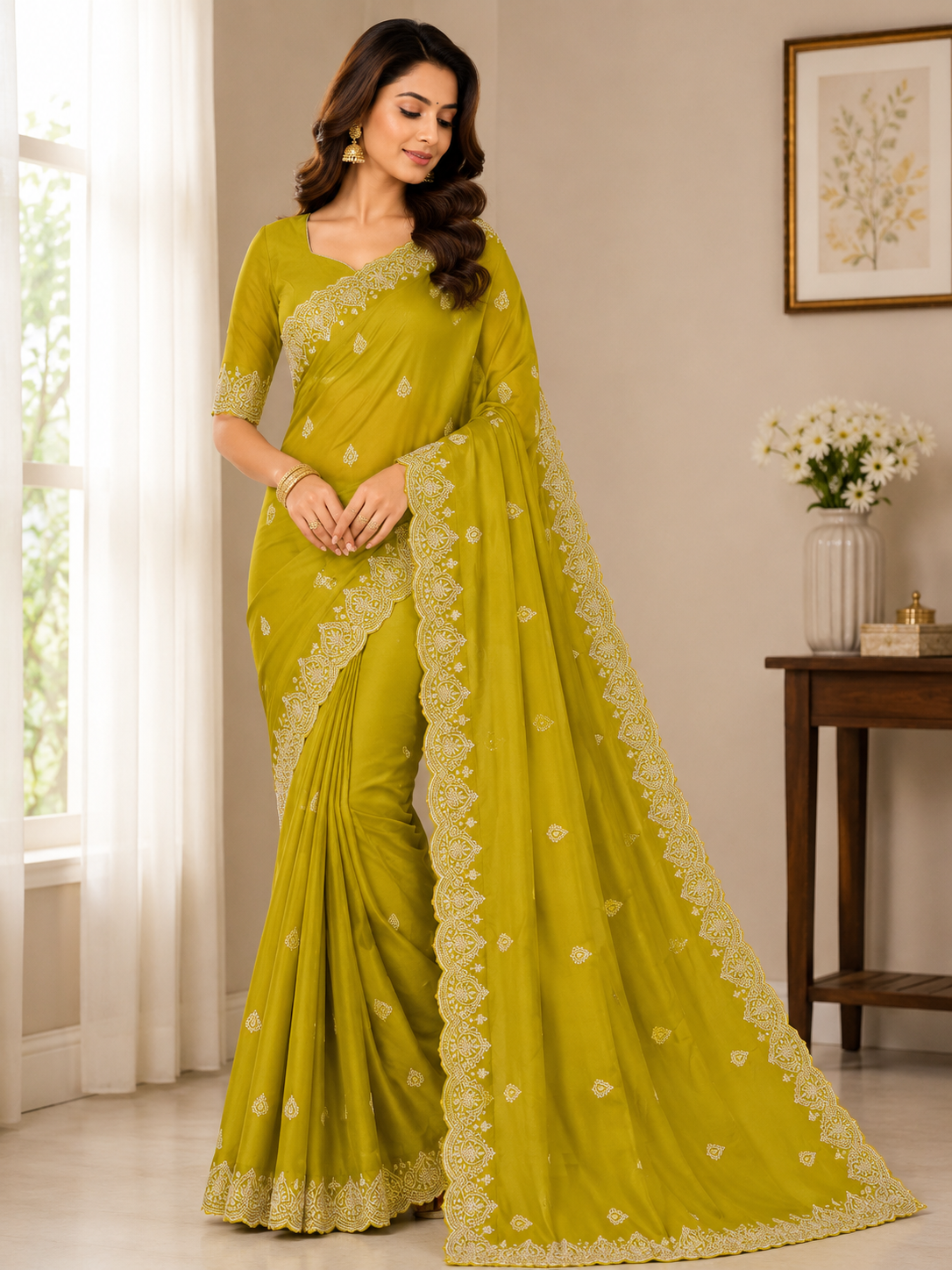Royal Noor Embroidered Star Georgette Saree With Heavy Sequence Work & Designer Blouse