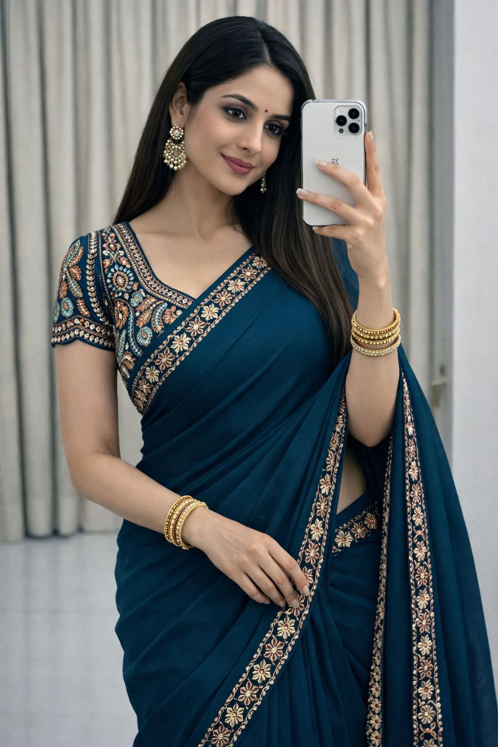 Peacock Bliss Designer Star Georgette Saree with Heavy Embroidered Peacock Blouse
