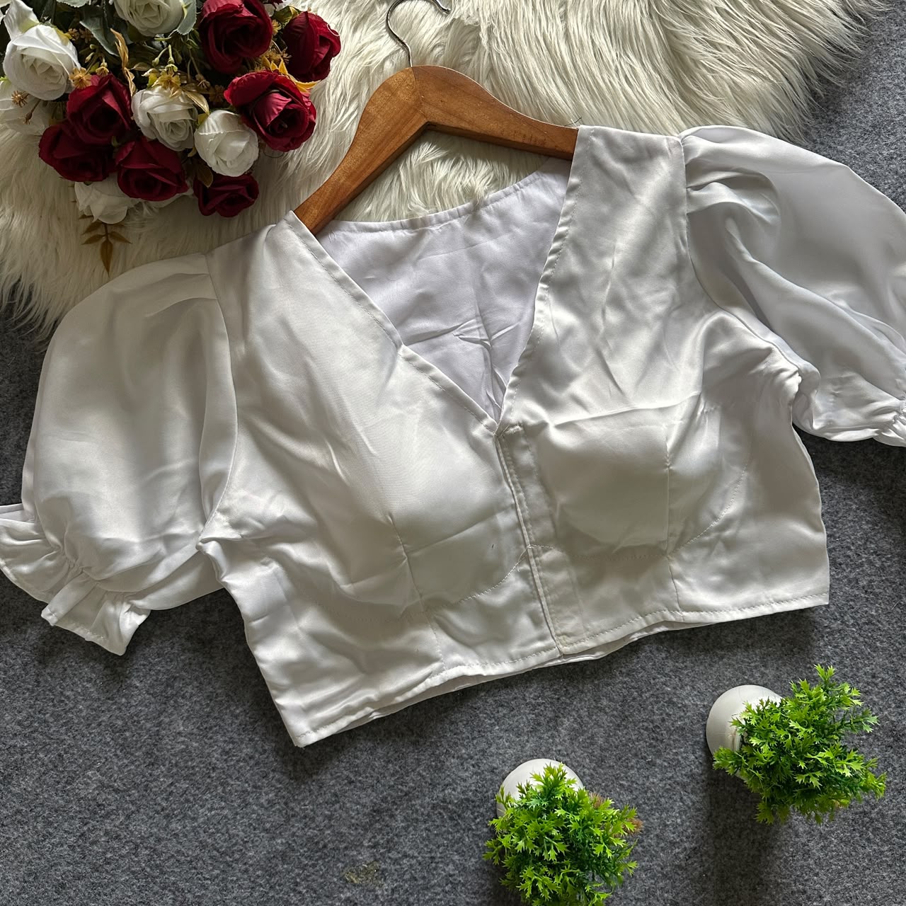 Pure Malai Satin Padded Designer Blouse – Open Back | Free Size 38–42