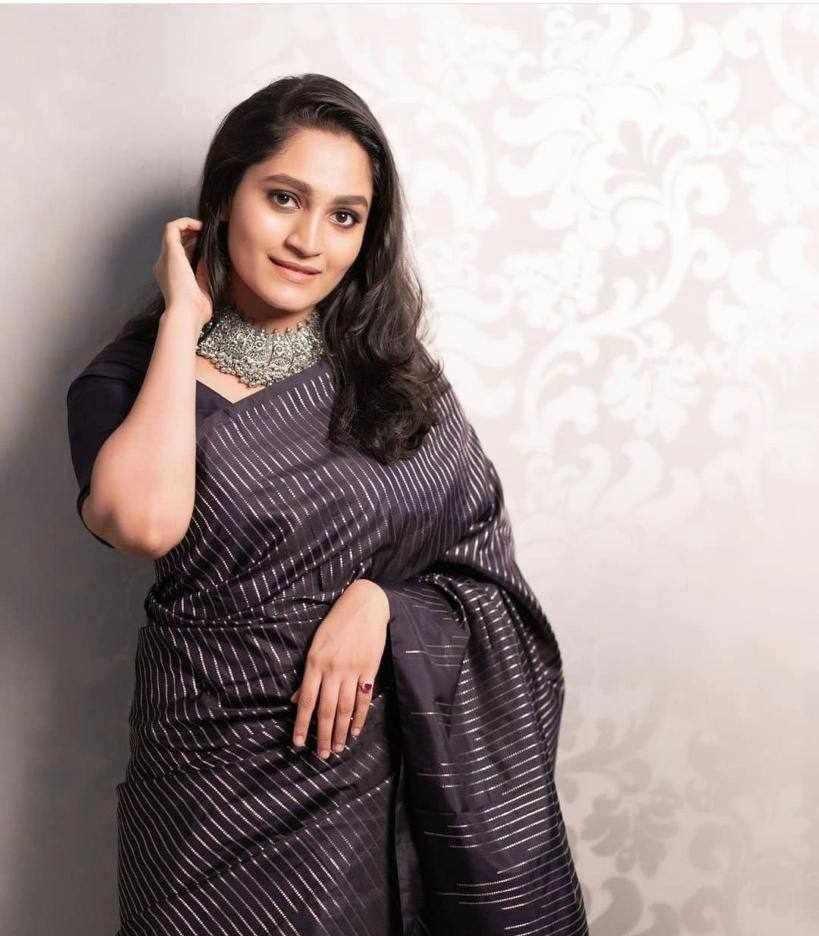 KP 6097 Jacquard Work Silk Saree with Contrast Blouse