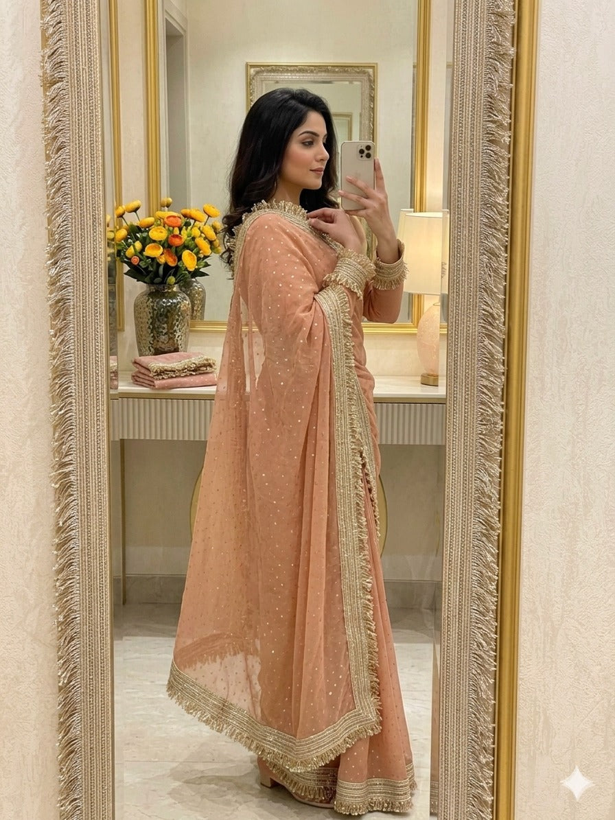 Vidya Premium Jacquard Lace Border Party Wear Saree for Women