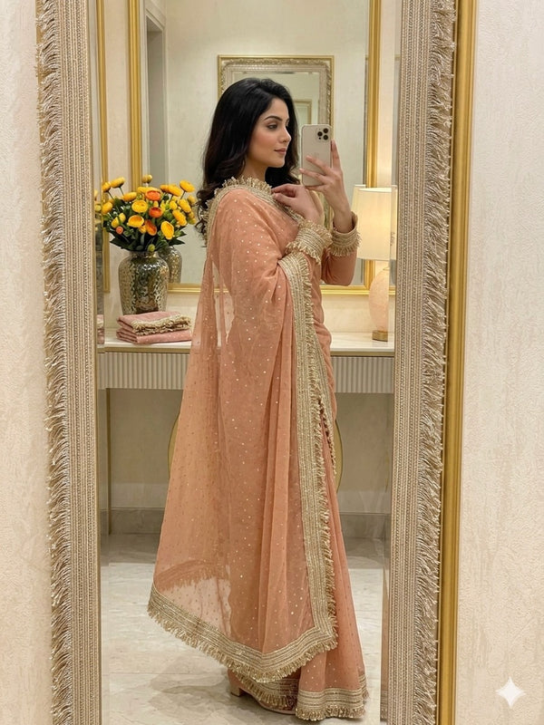 Vidya Premium Jacquard Lace Border Party Wear Saree for Women