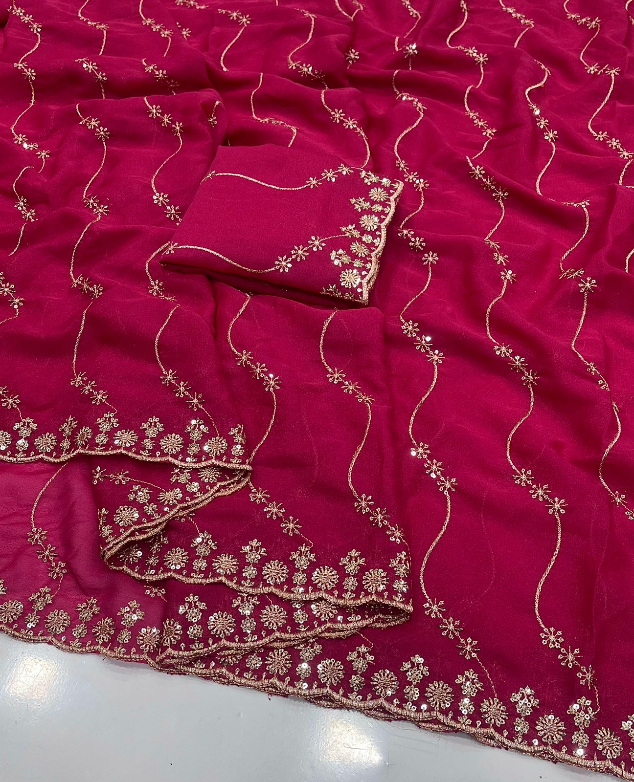 Royal Noor Star Georgette Saree with Multi Embroidered Sequins Work | Designer Party Wear Saree