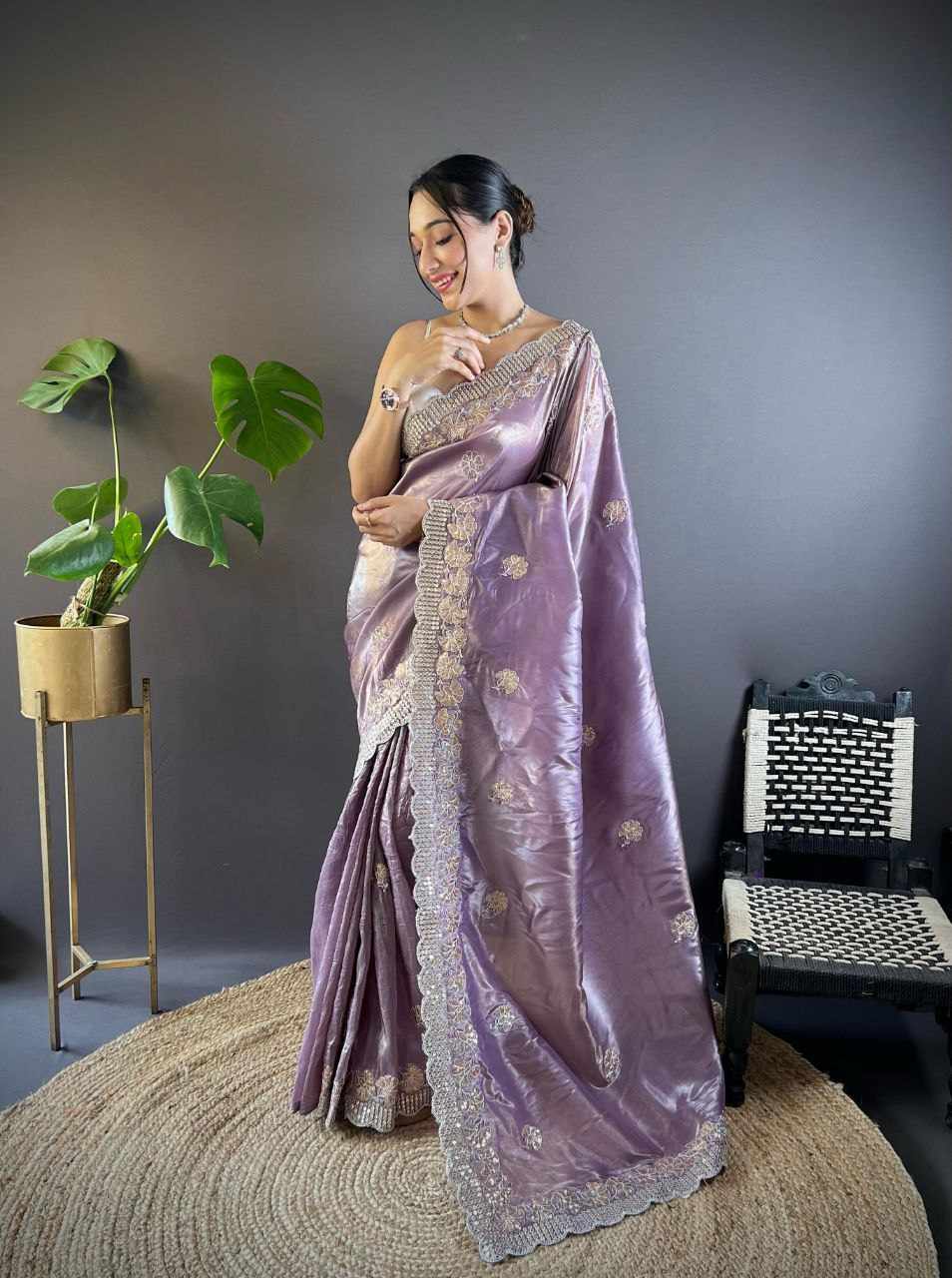 RC 5084 Wine Gold Crunchy Designer Saree | Shri Kriday Clothing Party Wear Saree