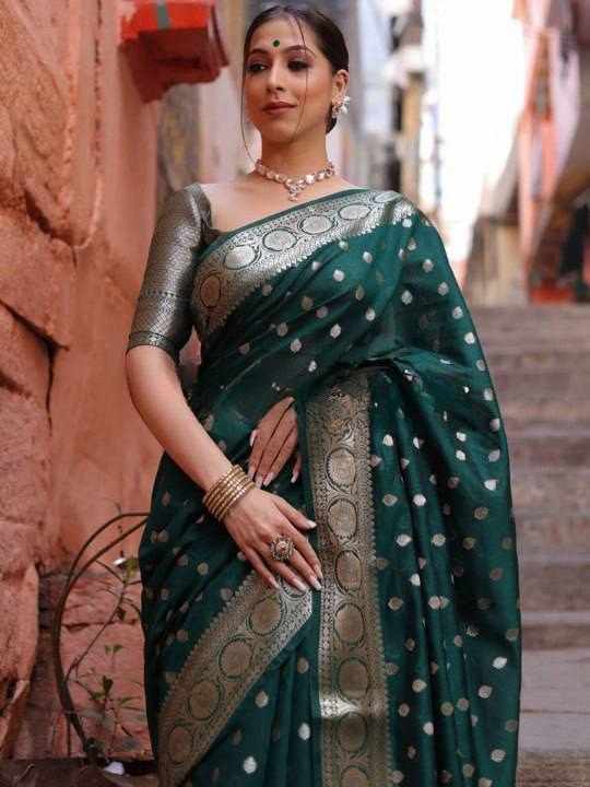KP 7000 Soft Litchi Silk Saree with Jacquard Border Blouse