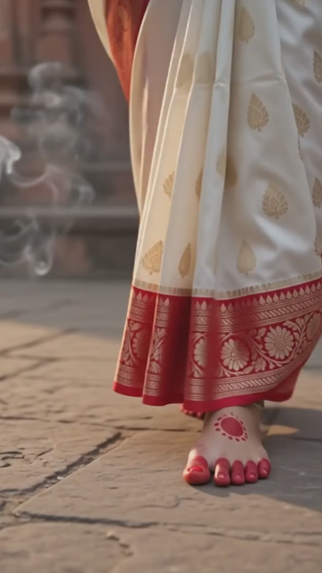 Elegant Off White Silk Saree with Red Zari Border and Floral Motifs