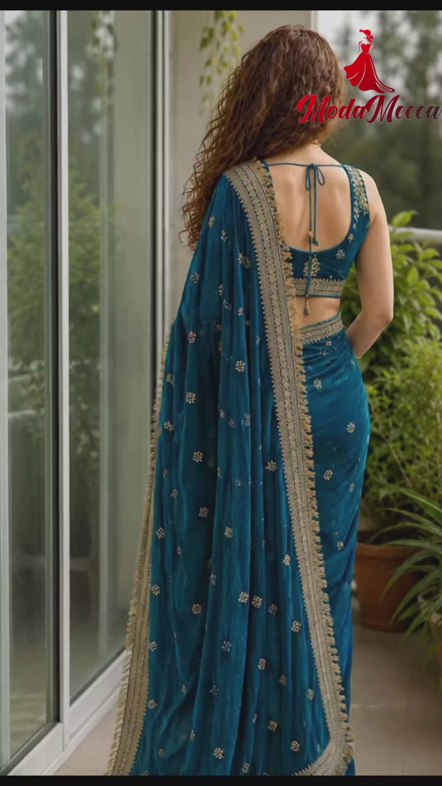 Premium Fendi Fabric Embroidered Party Wear Saree with Heavy Border