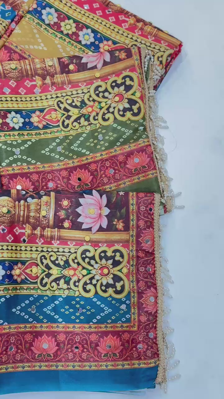 Karva Chauth Special Heavy Shimmer Silk Saree with 2,000 Mirror Work & Designer Pallu with Matching Blouse