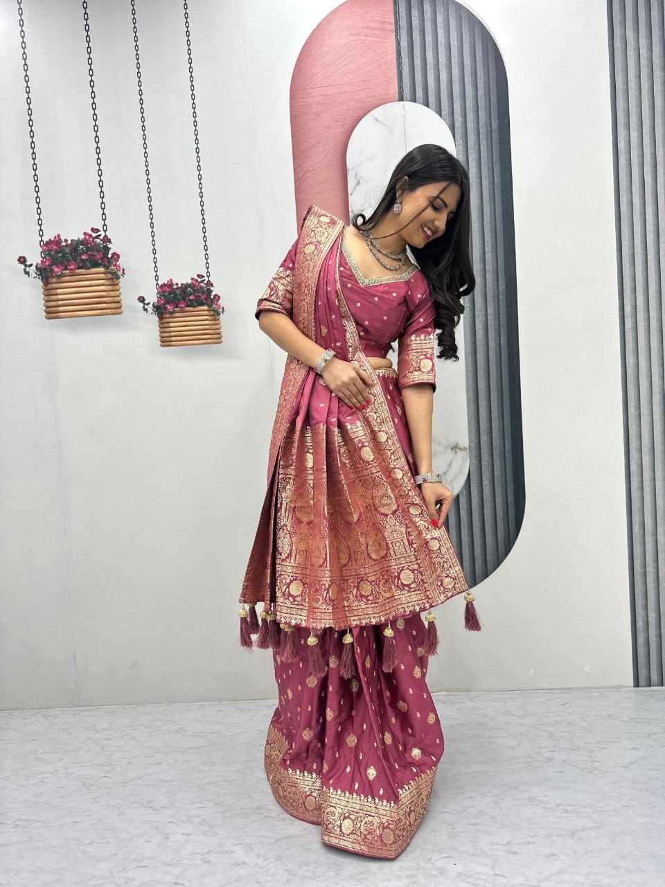 PC 577 Pure Silk Patli Saree | Readymade Festival Wear Saree with Latkan & Jacquard Blouse
